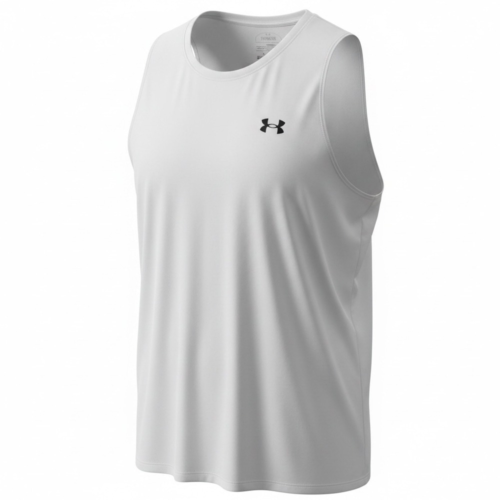 Under Armour Mens White HeatGear Fitted Sleeveless Tank Top Shirt 2XL XXL
